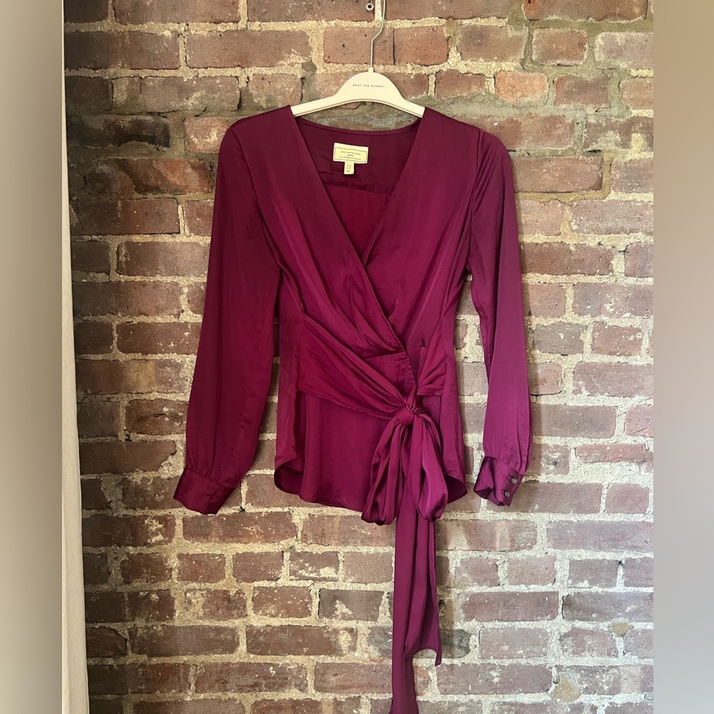 Anthropologie Maroon tie top